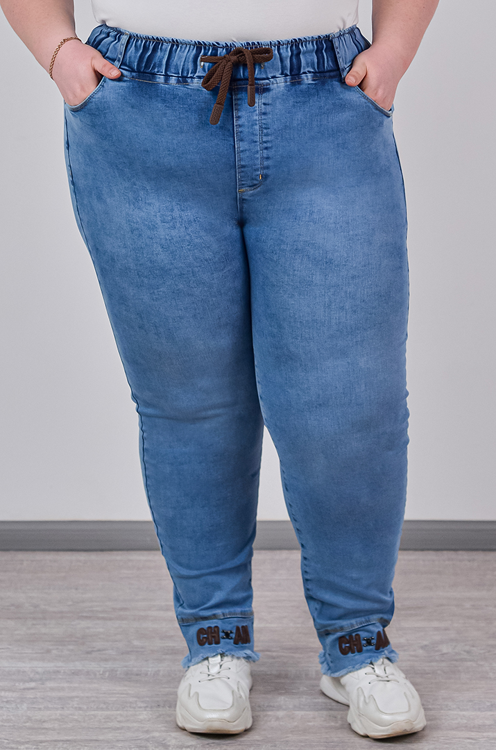 Джинси 7/8 з декоративним акцентним низом великих розмірів