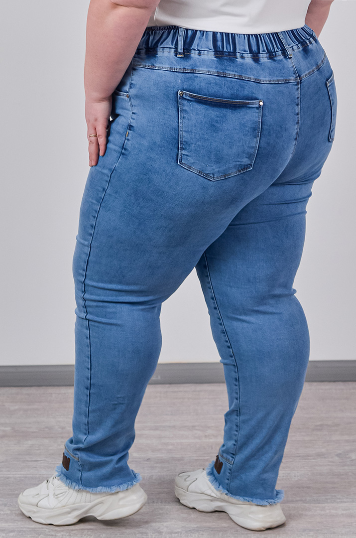 Джинси 7/8 з декоративним акцентним низом великих розмірів