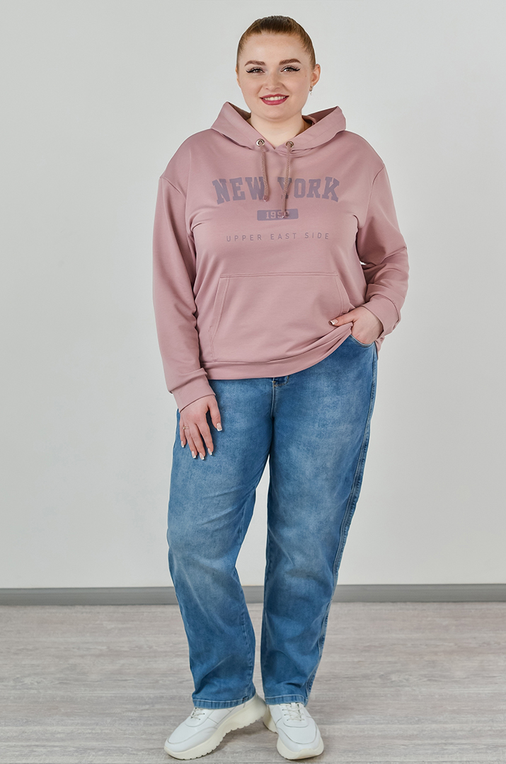 Джинси завужені в блакитному відтінку класичного дизайну великих розмірів