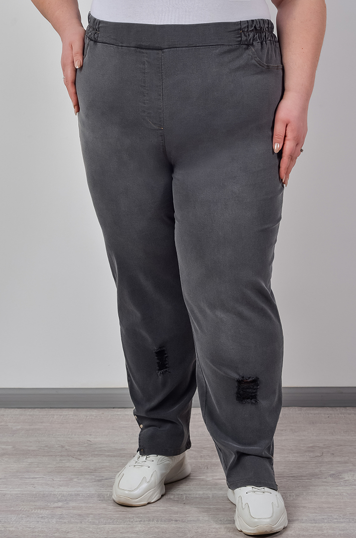 Джинси завужені з декоративними потертостями великих розмірів