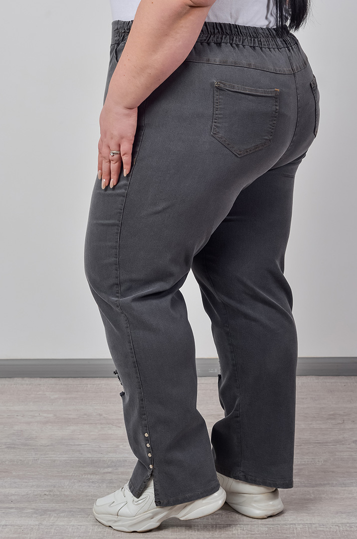 Джинси завужені з декоративними потертостями великих розмірів