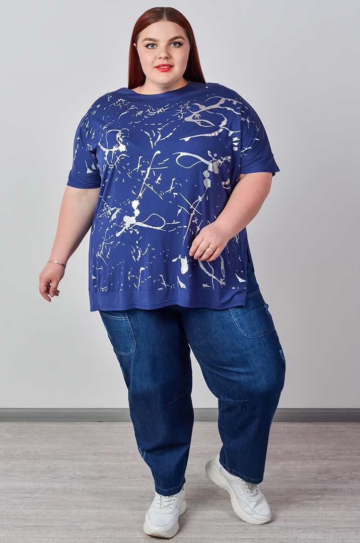 Джинсы бананы с накладными карманами больших размеров