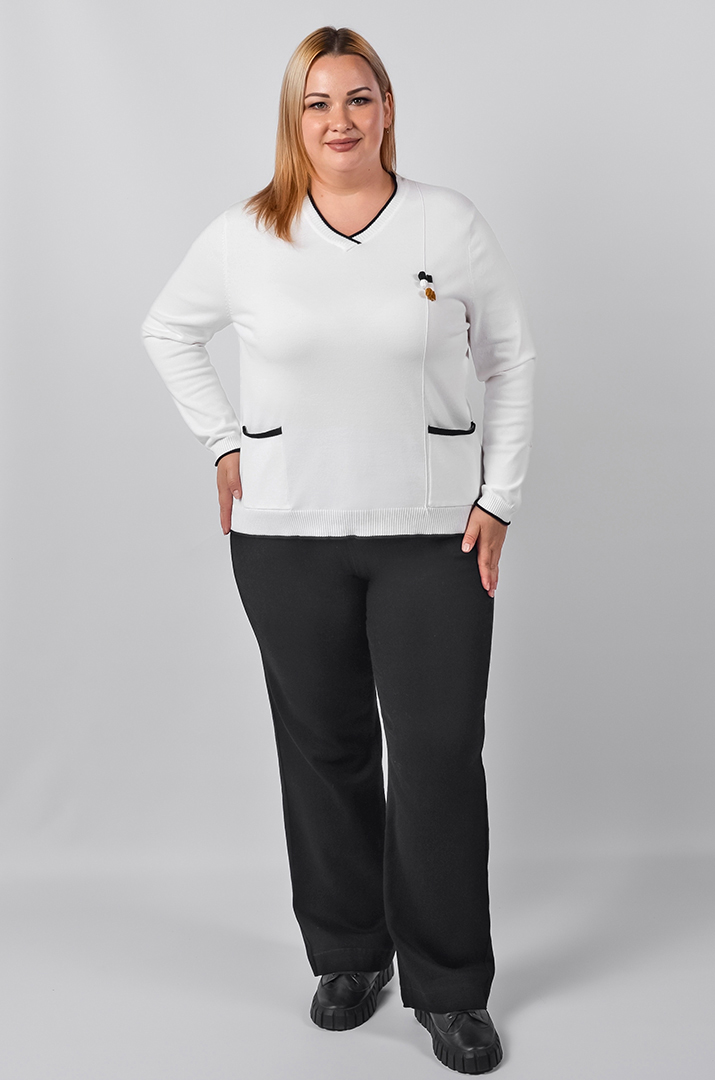 Джемпер короткий з декоративними акцентами великих розмірів