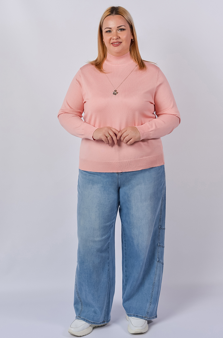 Широкие джинсы с декоративными швами больших размеров