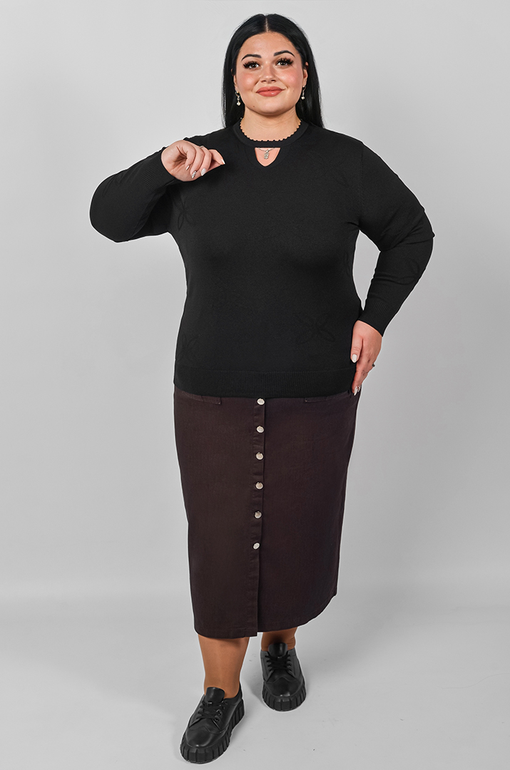 Джемпер короткий з фактурним квітковим візерунком великих розмірів