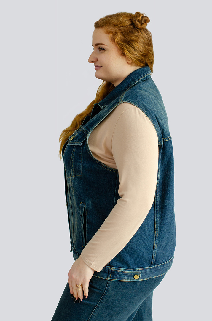 Жилет джинсовий з написами великих розмірів