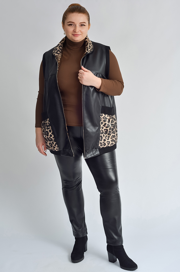 Двосторонній жилет з леопардовим принтом великих розмірів
