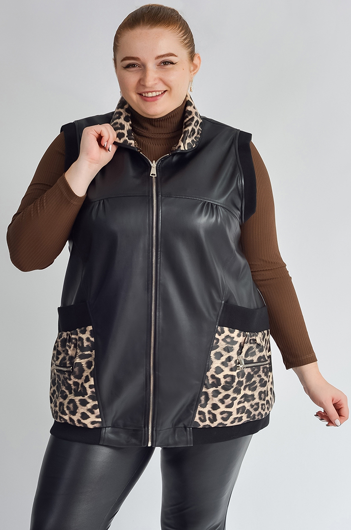 Двосторонній жилет з леопардовим принтом великих розмірів