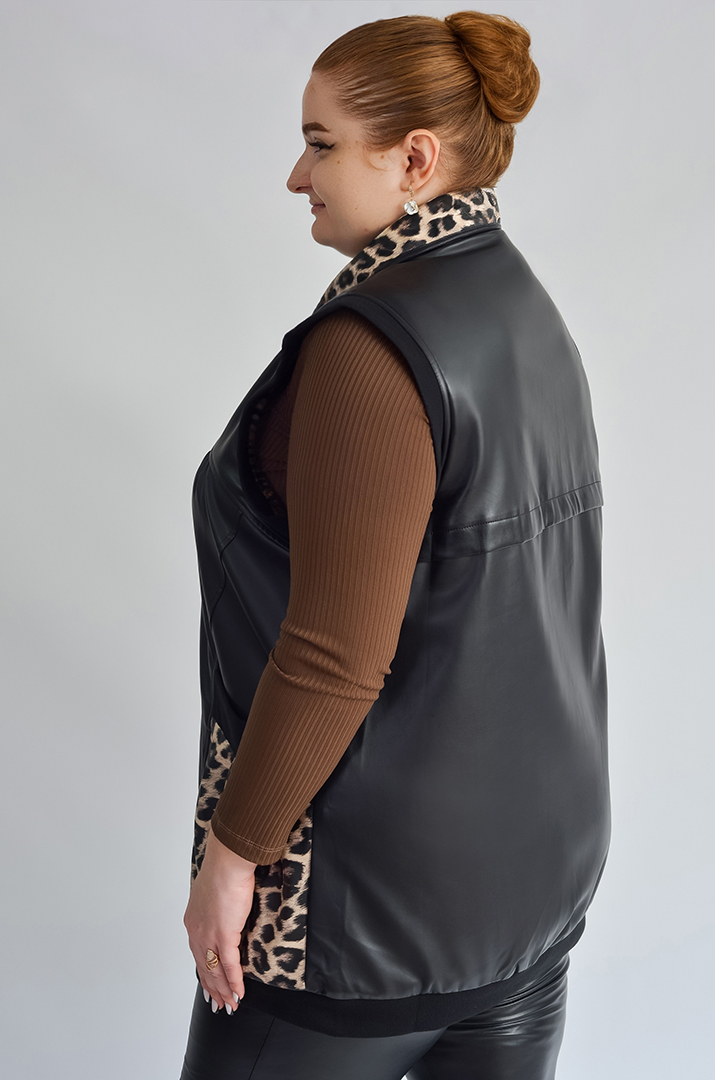 Двосторонній жилет з леопардовим принтом великих розмірів