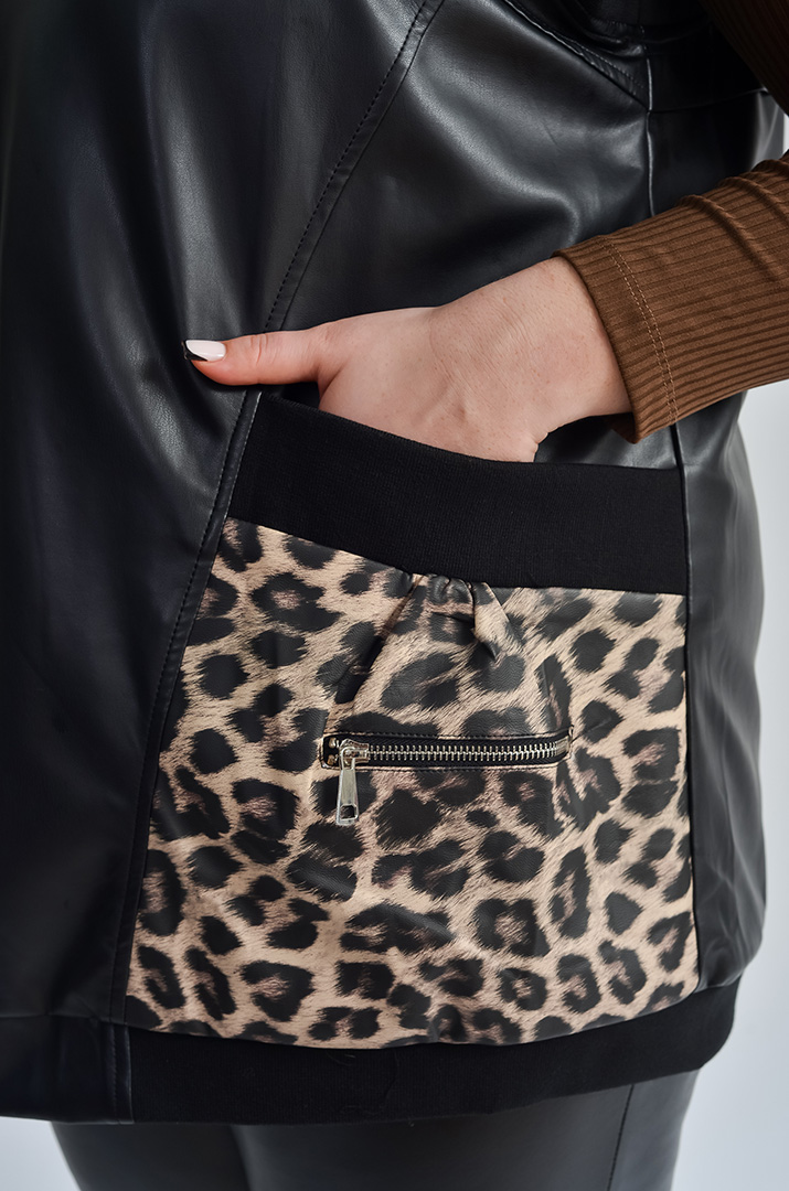 Двосторонній жилет з леопардовим принтом великих розмірів