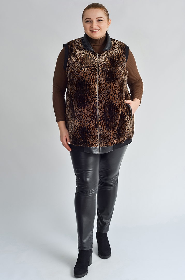 Двосторонній жилет з леопардовим принтом великих розмірів