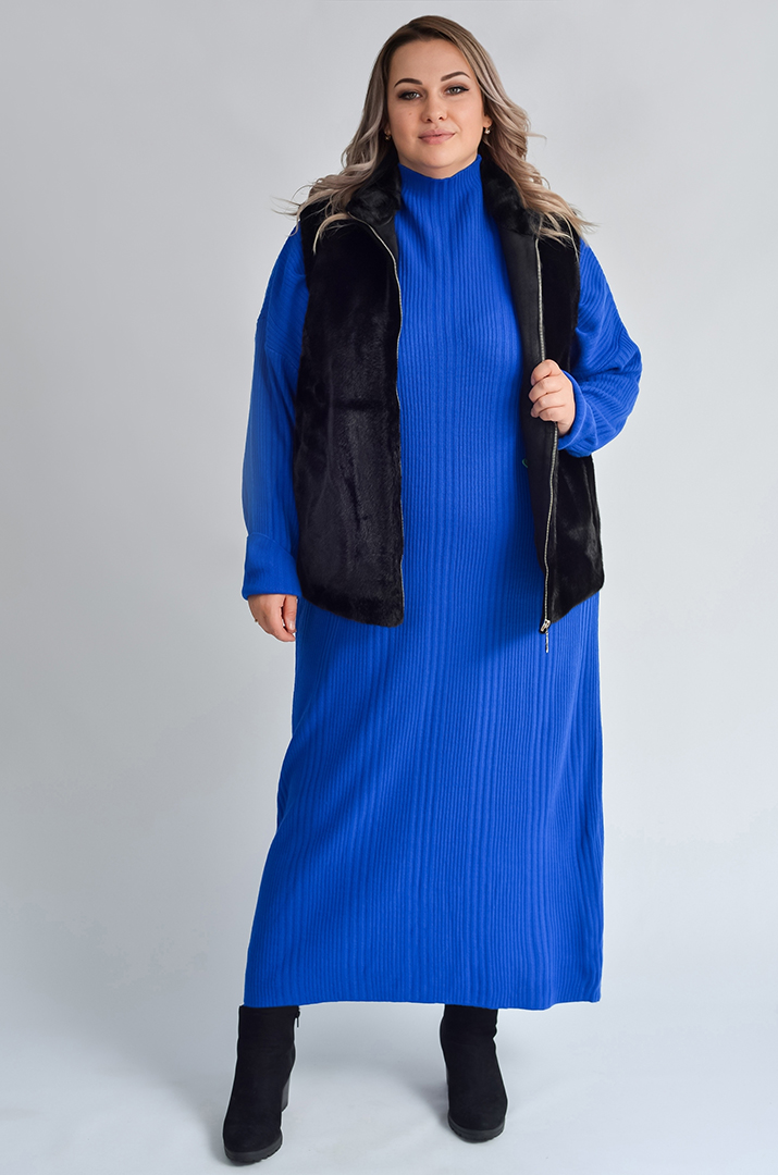 Класичний короткий жилет з екохутра великих розмірів