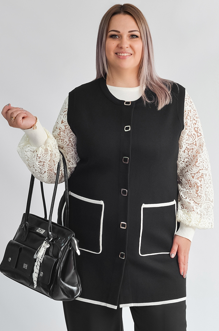 Жилет без рукавів з накладними кишенями великих розмірів