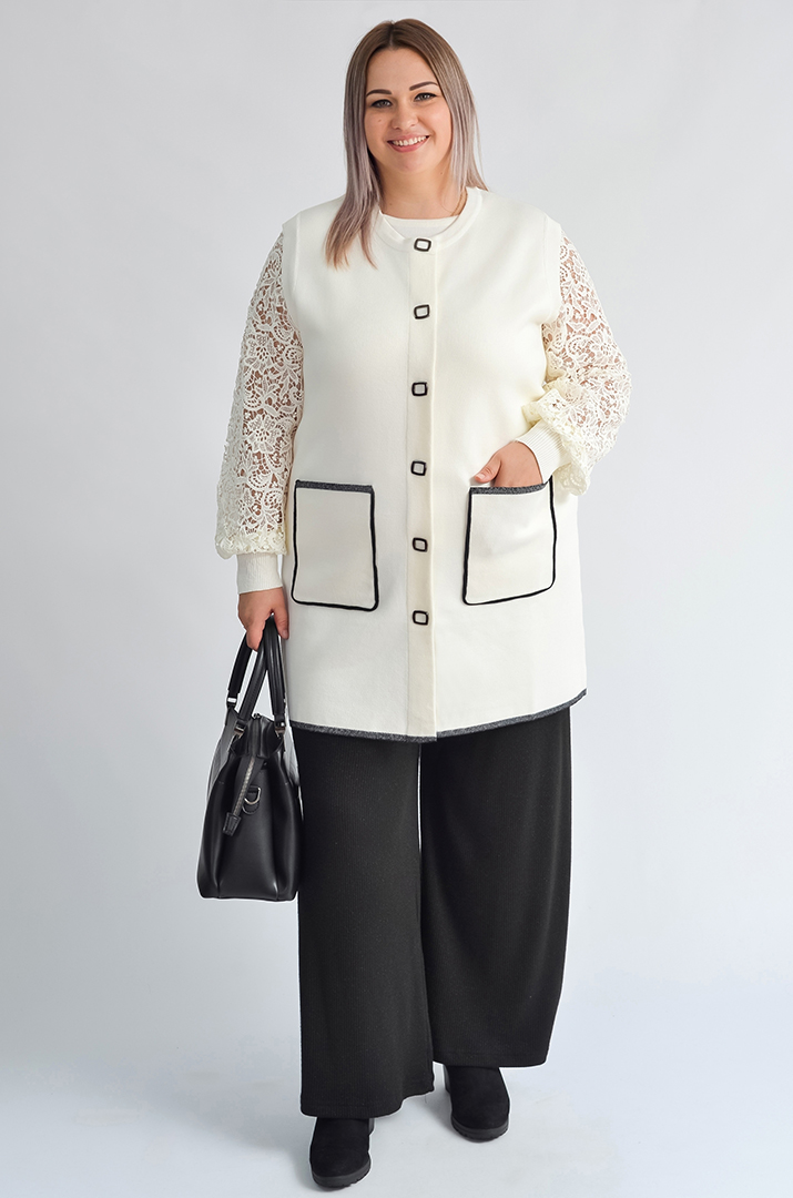 Жилет без рукавів з накладними кишенями великих розмірів