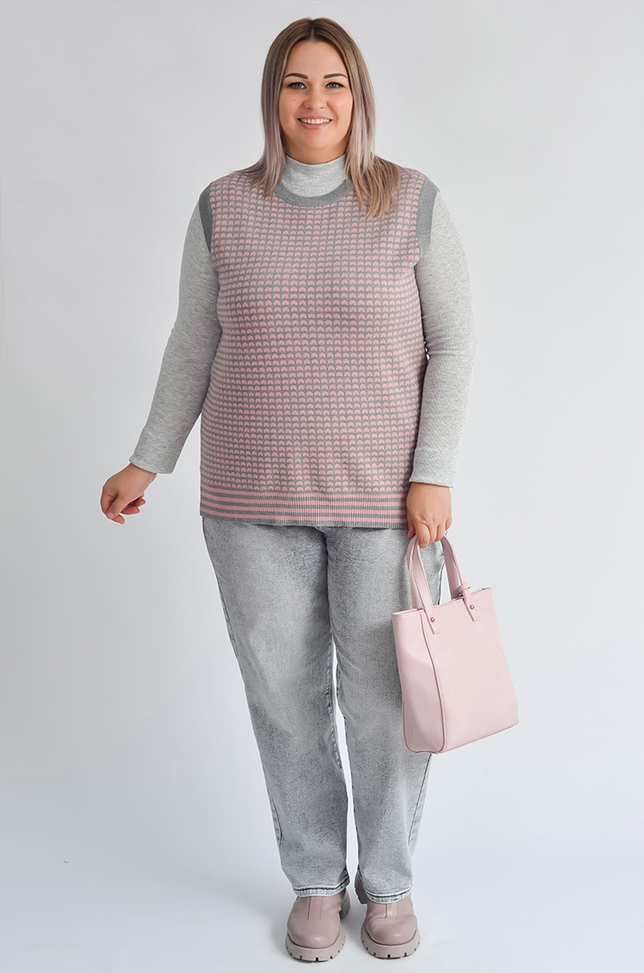 Короткий жилет з геометричним візерунком великих розмірів