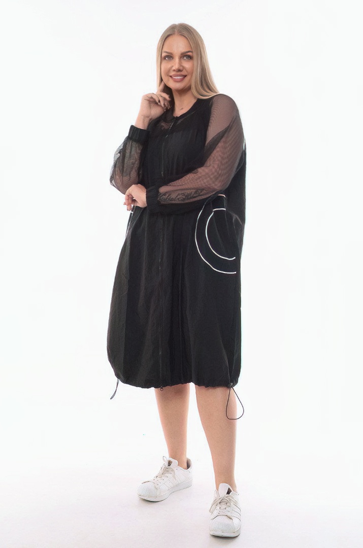 Довгий кардиган з сіточкою батал