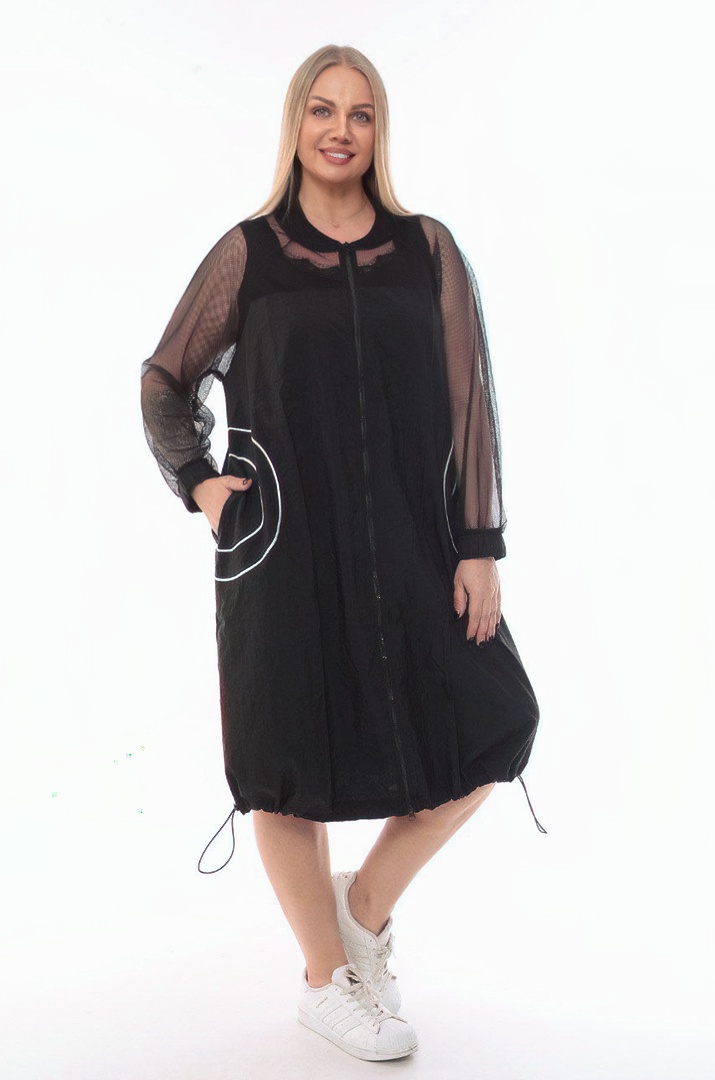 Довгий кардиган з сіточкою батал