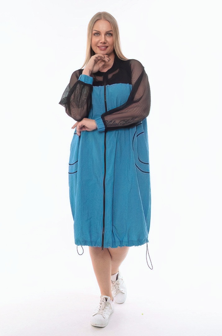 Довгий кардиган з сіточкою батал