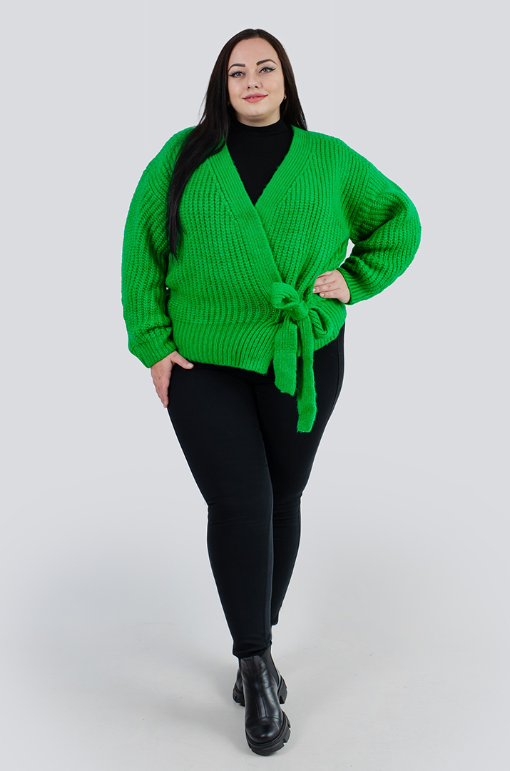 Кардиган короткий вязаный на запах с завязками универсальный размер