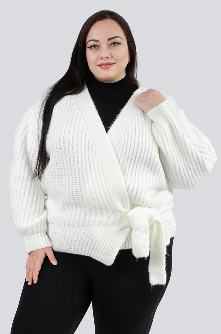 Кардиган короткий вязаный на запах с завязками универсальный размер