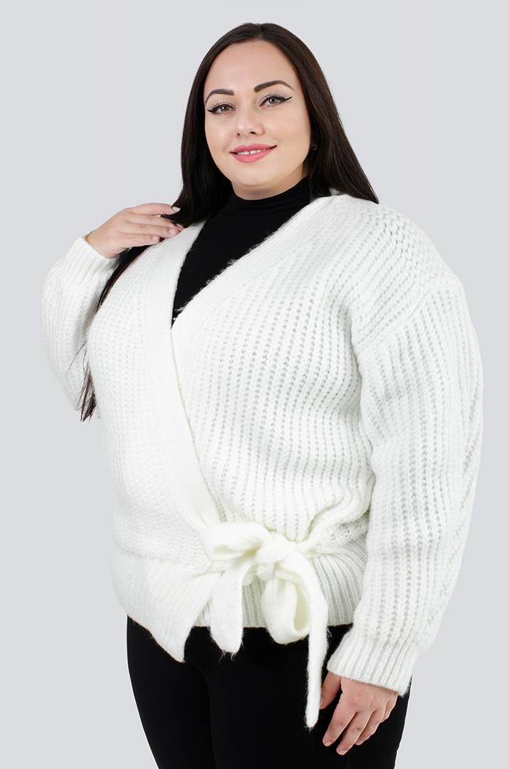 Кардиган короткий вязаный на запах с завязками универсальный размер