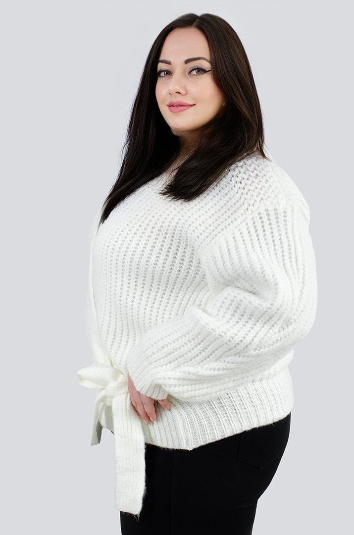 Кардиган короткий вязаный на запах с завязками универсальный размер