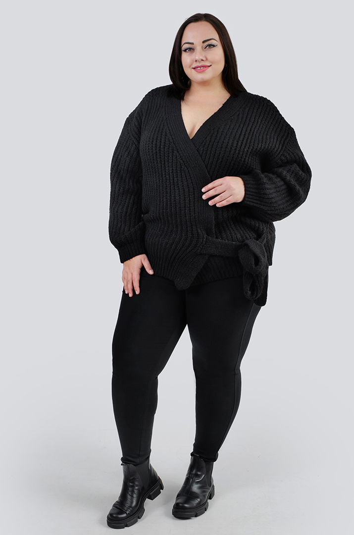 Кардиган короткий вязаный на запах с завязками универсальный размер