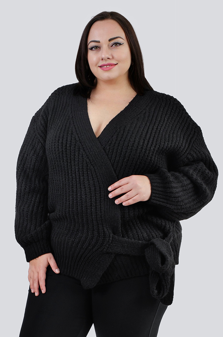 Кардиган короткий вязаный на запах с завязками универсальный размер