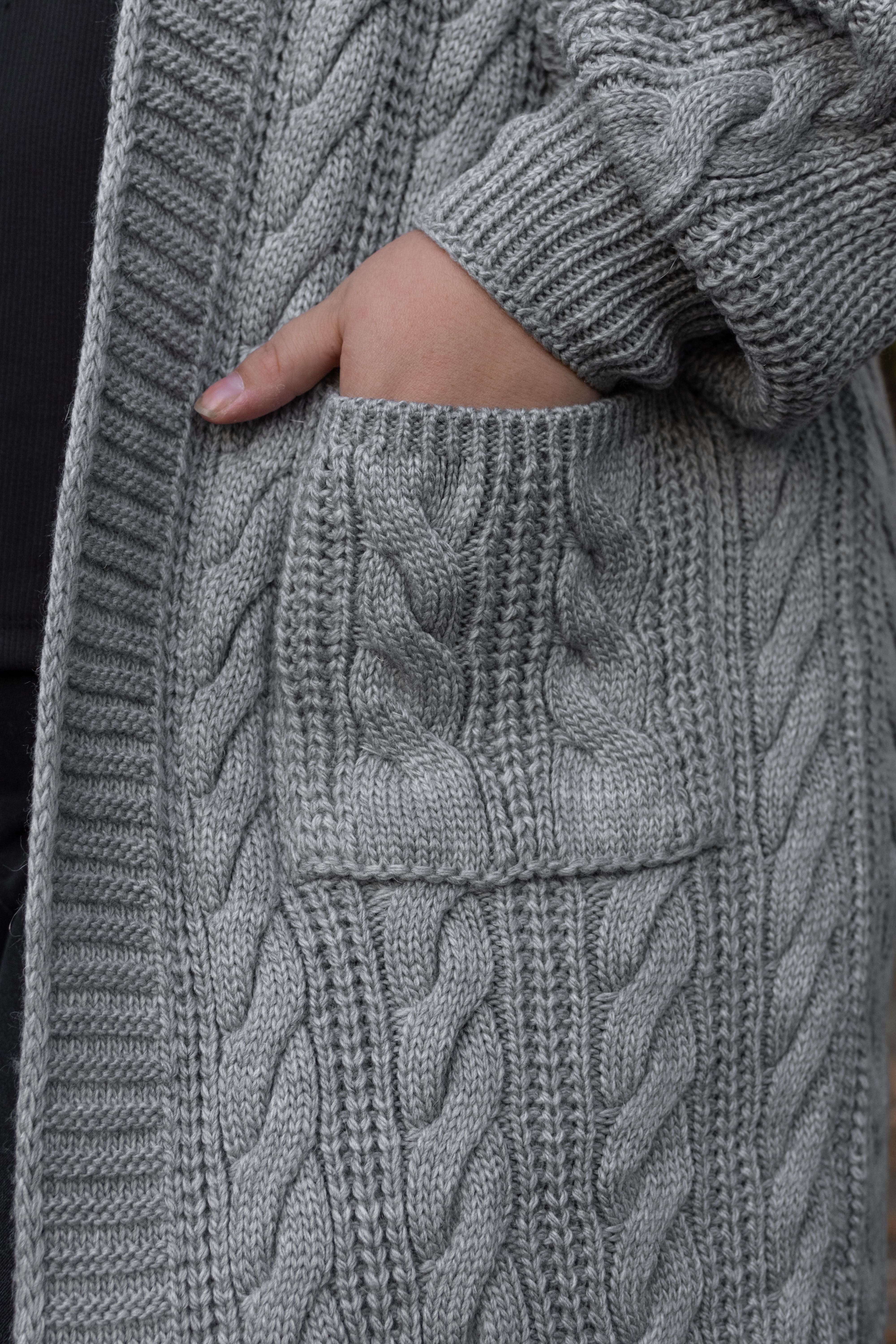 Кардиган длинный вязаный батал