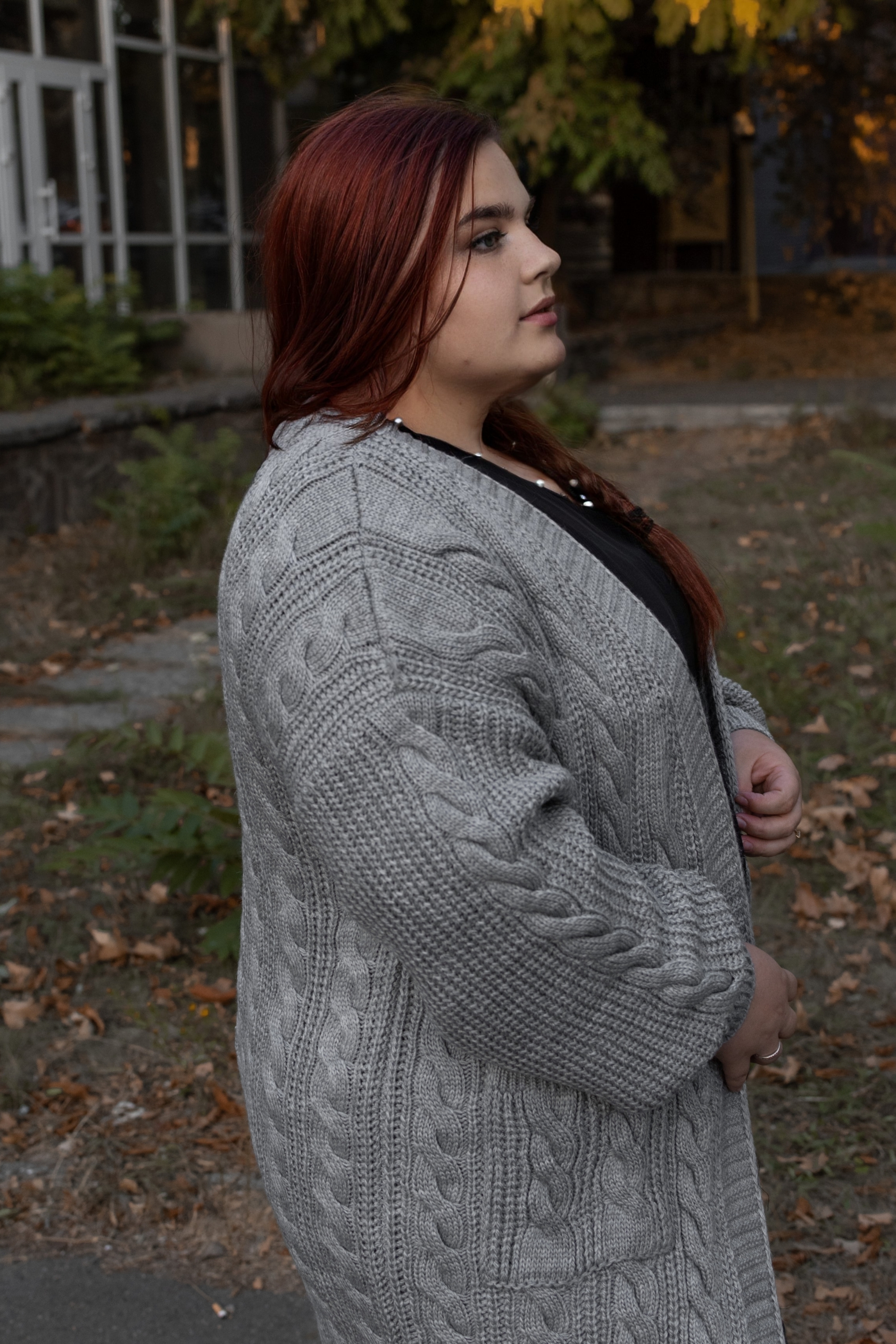 Кардиган длинный вязаный батал