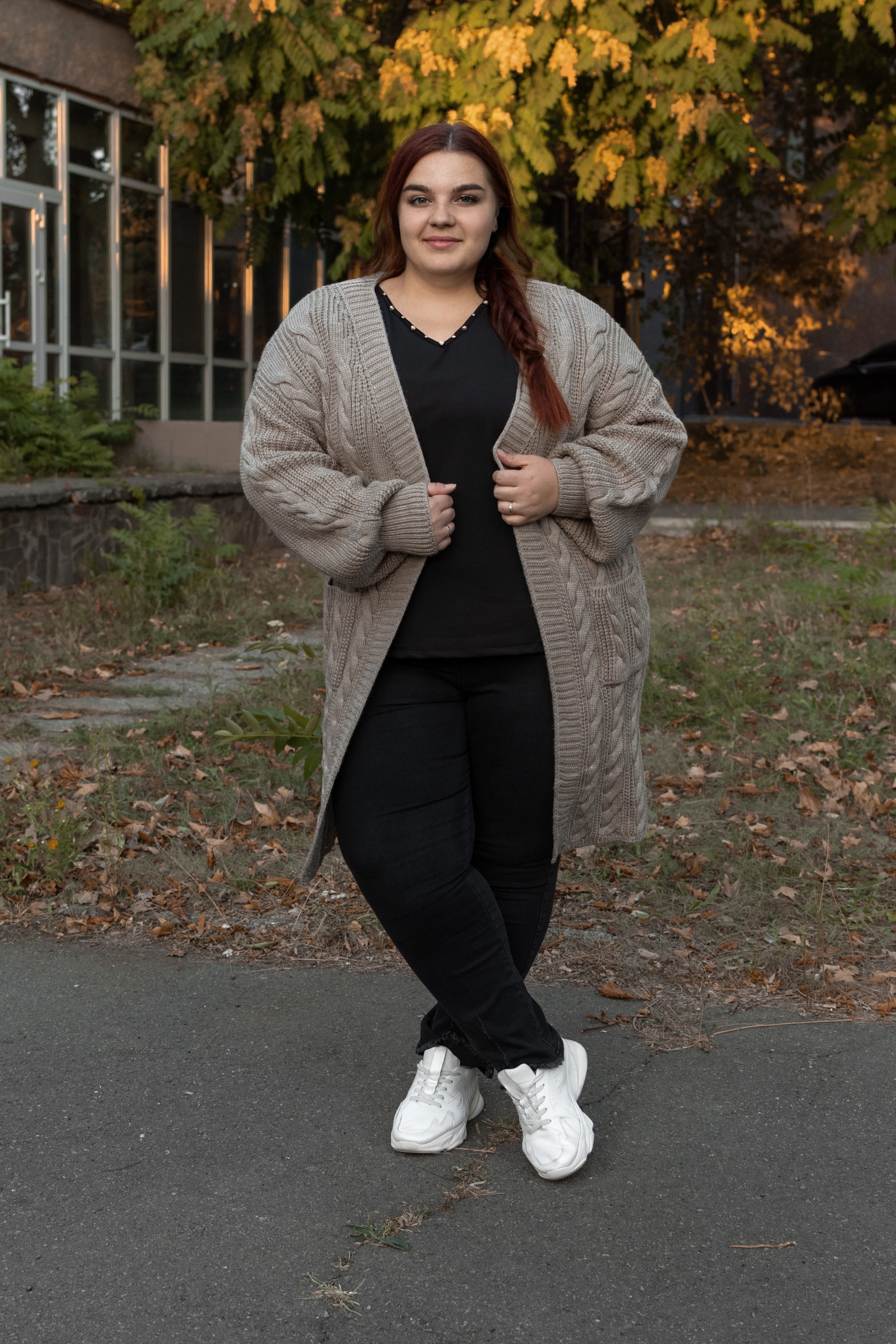 Кардиган длинный вязаный батал