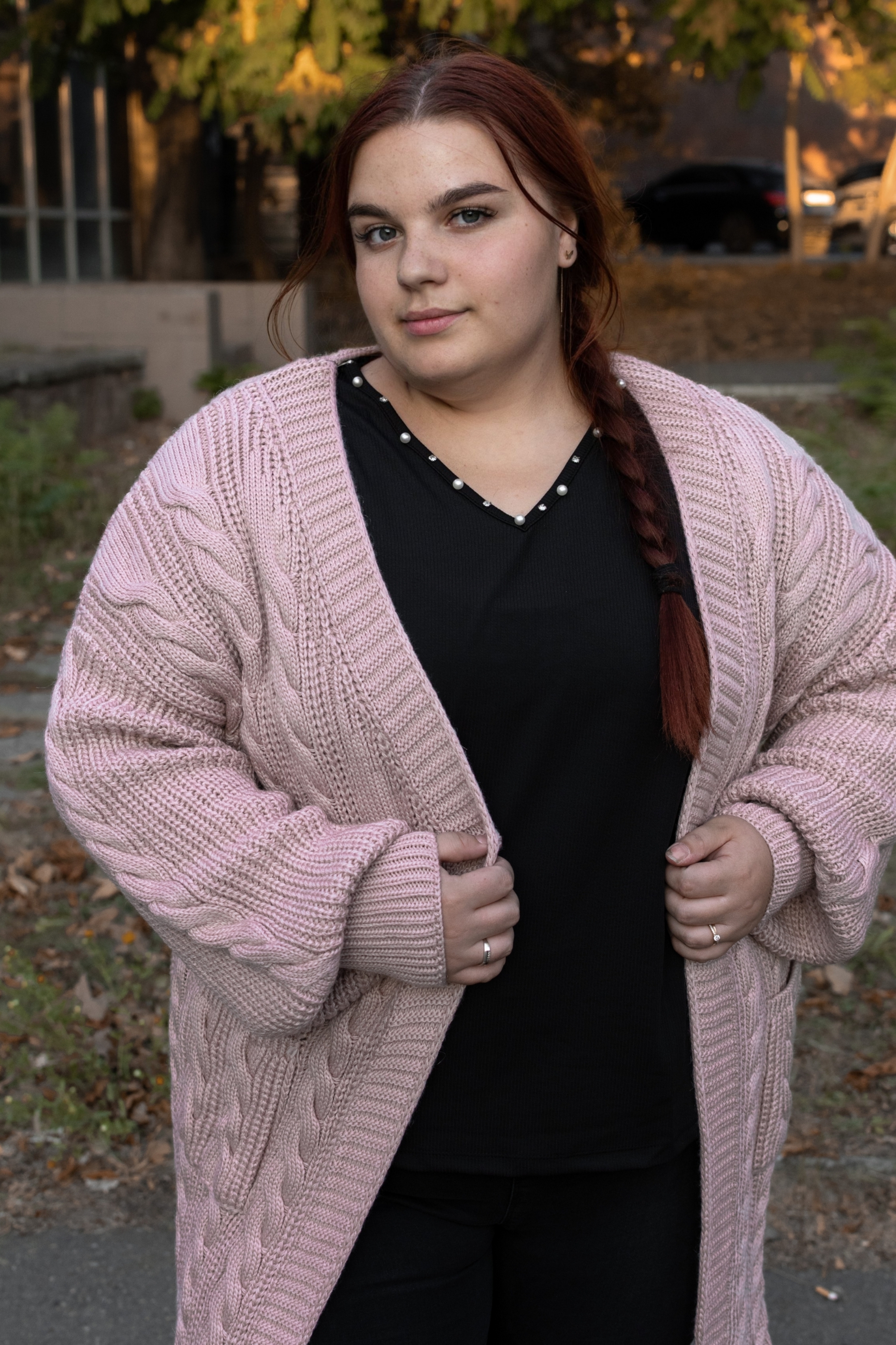 Кардиган длинный вязаный батал