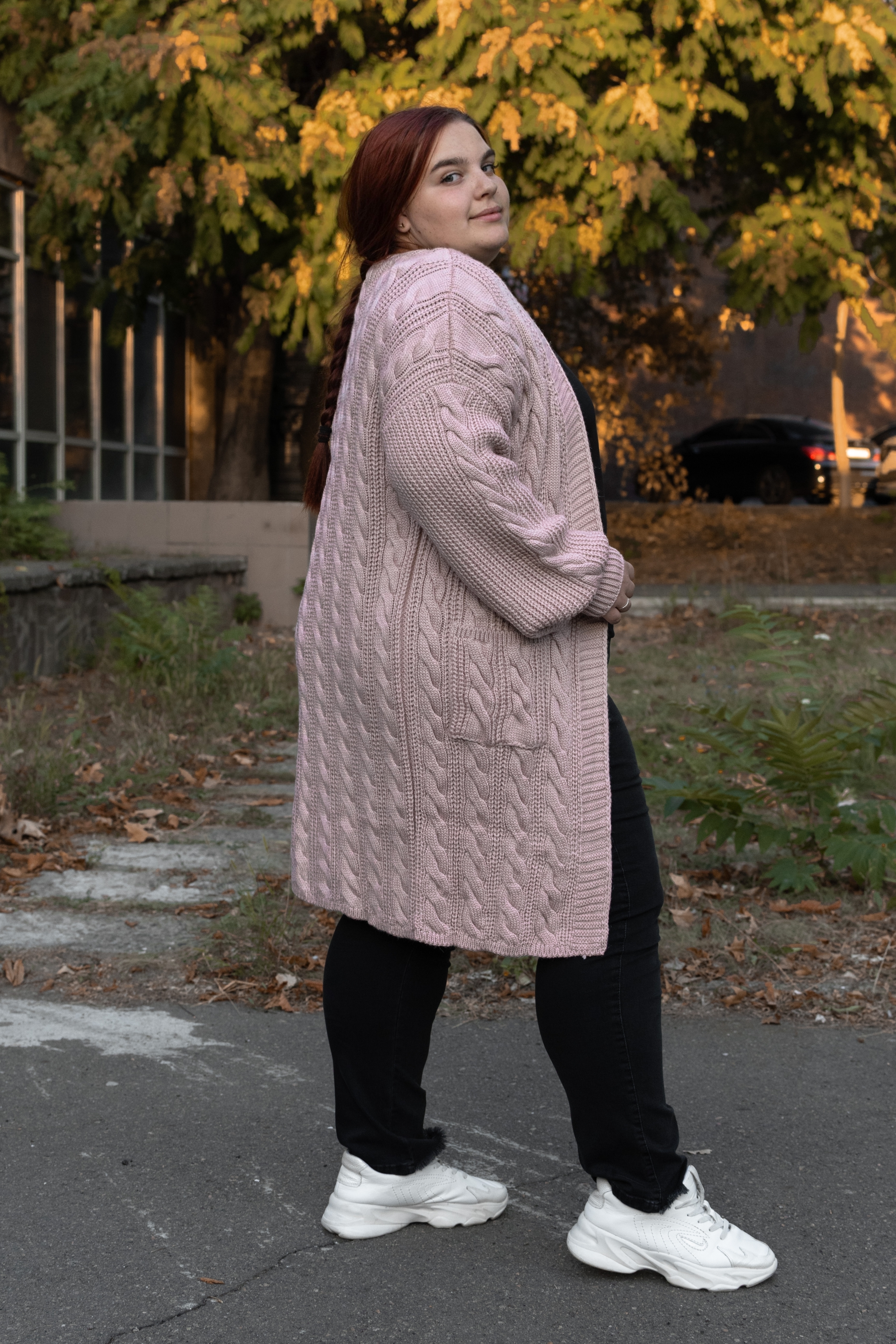 Кардиган длинный вязаный батал