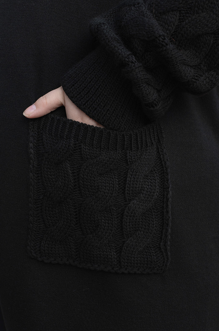 Кардиган довгий в'язаний з текстурними рукавами і кишенями супер батал