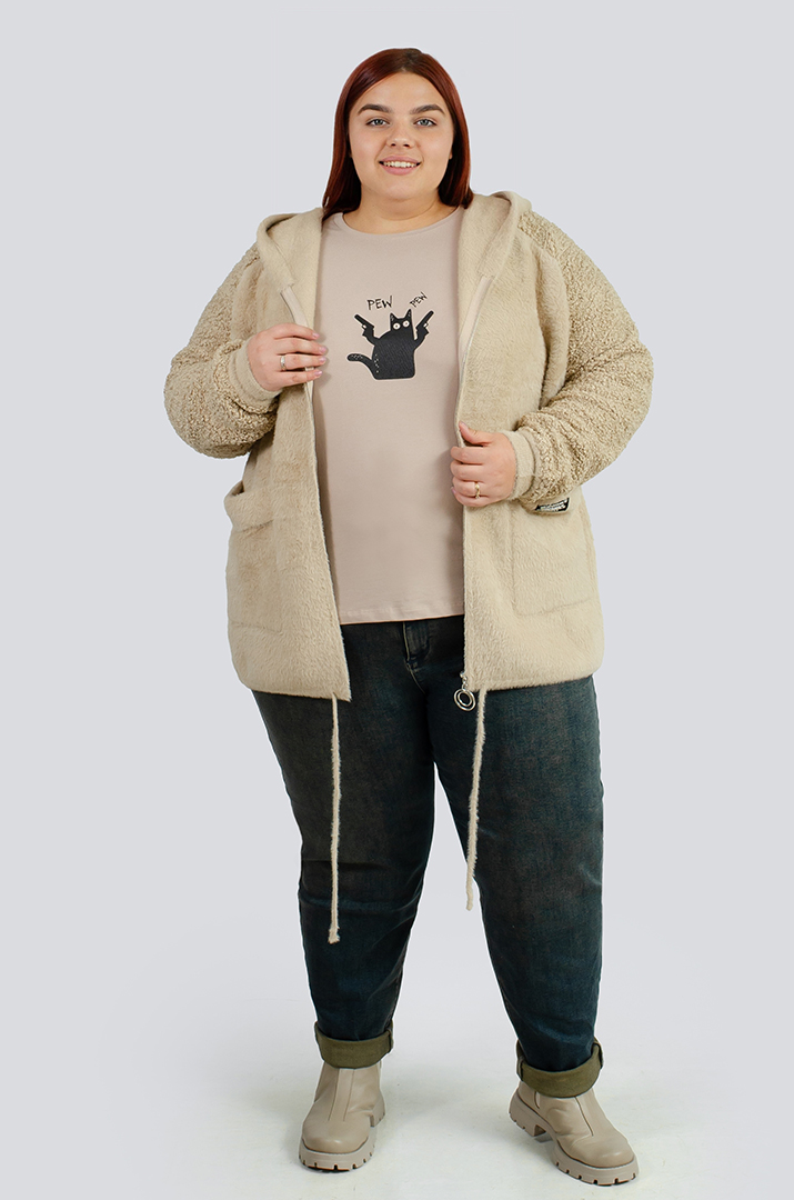 Кофта коротка зі штучного хутра великих розмірів