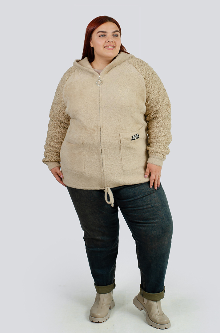 Кофта коротка зі штучного хутра великих розмірів