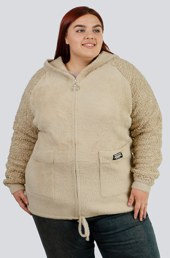 Кофта коротка зі штучного хутра великих розмірів