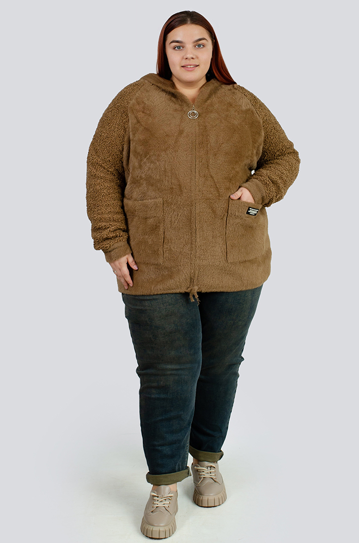 Кофта коротка зі штучного хутра великих розмірів