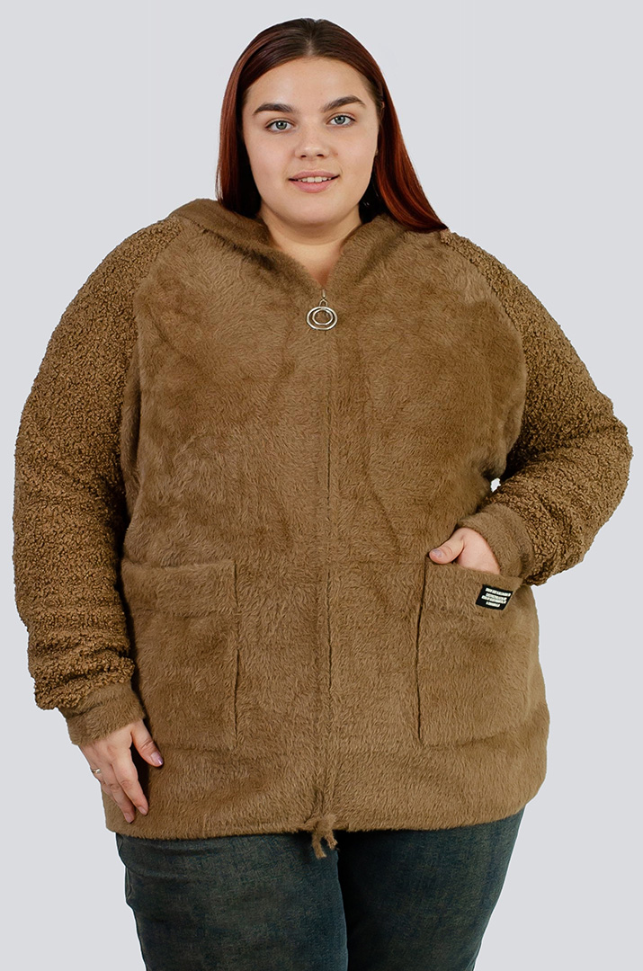 Кофта коротка зі штучного хутра великих розмірів