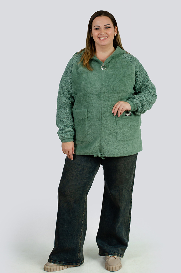 Кофта коротка зі штучного хутра великих розмірів