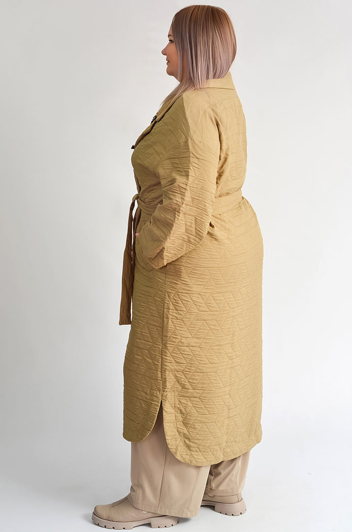 Довгий стьобаний кардиган з фактурною аплікацією великих розмірів