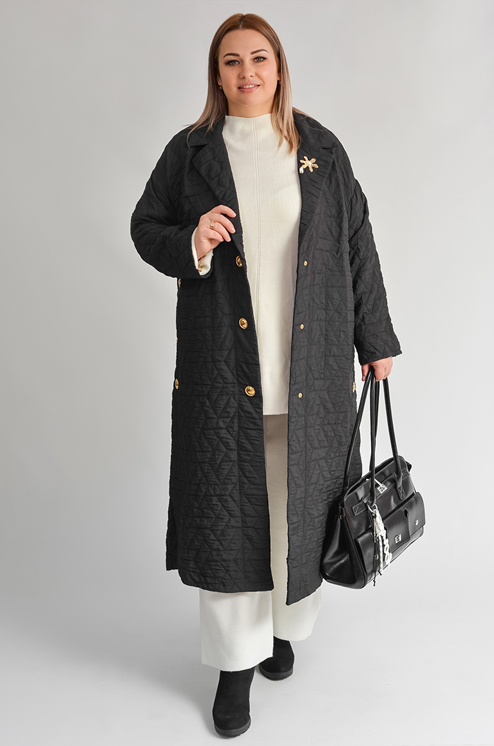 Кардиган з декоративною прикрасою та стьобаною фактурою великих розмірів