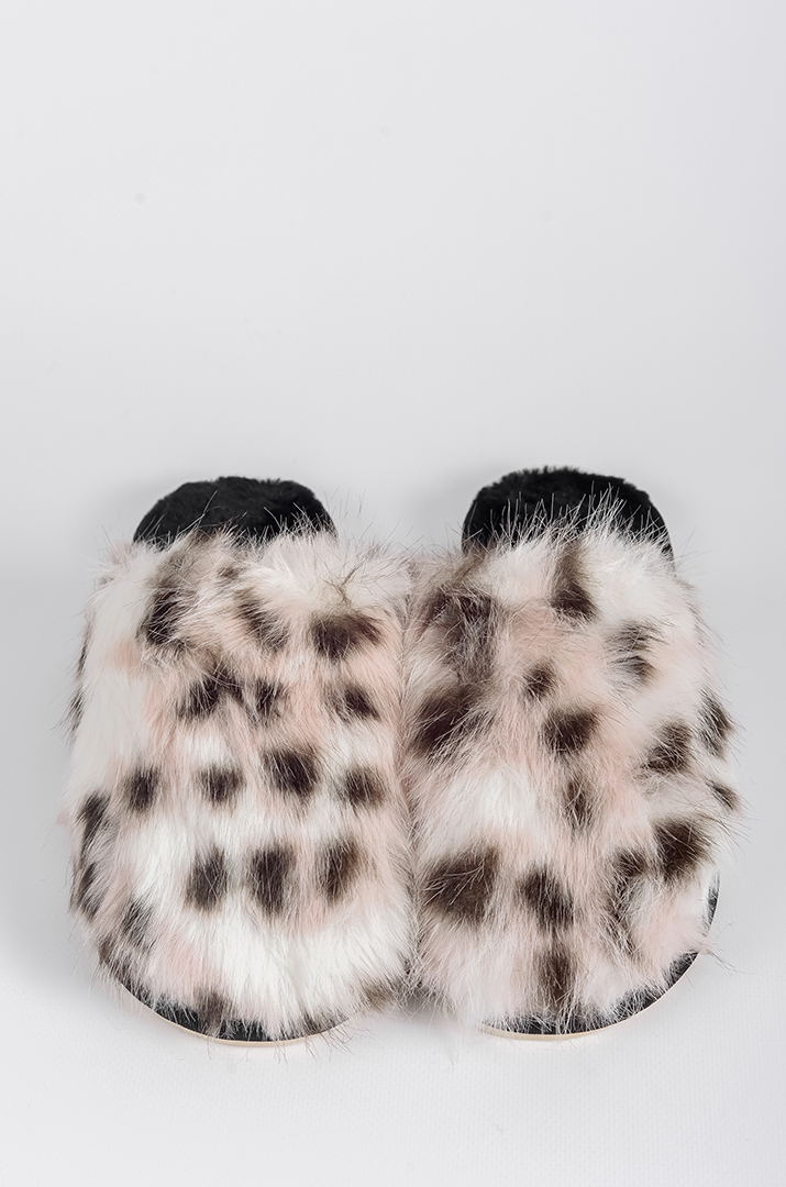 Капці з еко-хутра з анімалістичним принтом великих розмірів