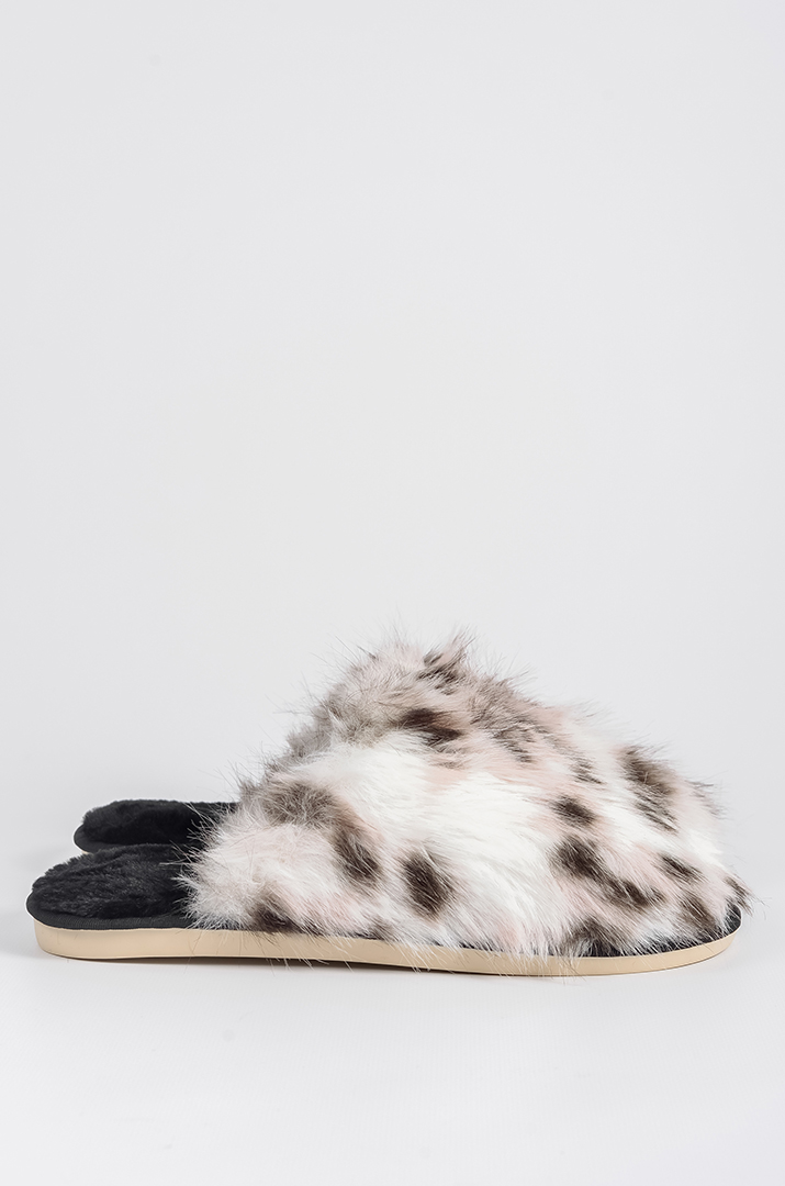 Капці з еко-хутра з анімалістичним принтом великих розмірів