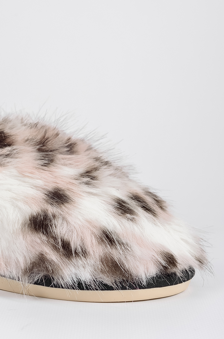 Капці з еко-хутра з анімалістичним принтом великих розмірів