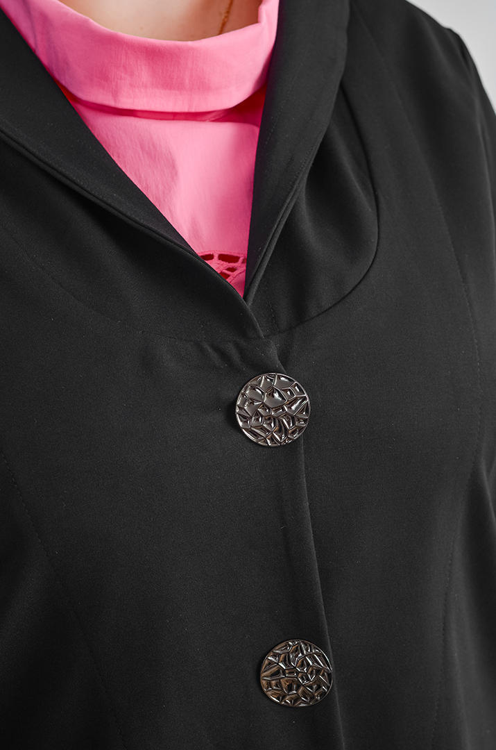 Черный длинный кардиган с цветочным декором и боковыми завязками больших размеров