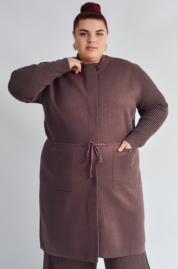 Кардиган без рукавів з люрексовим блиском великих розмірів