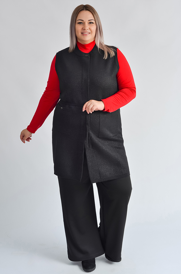 Кардиган без рукавів з люрексовим блиском великих розмірів