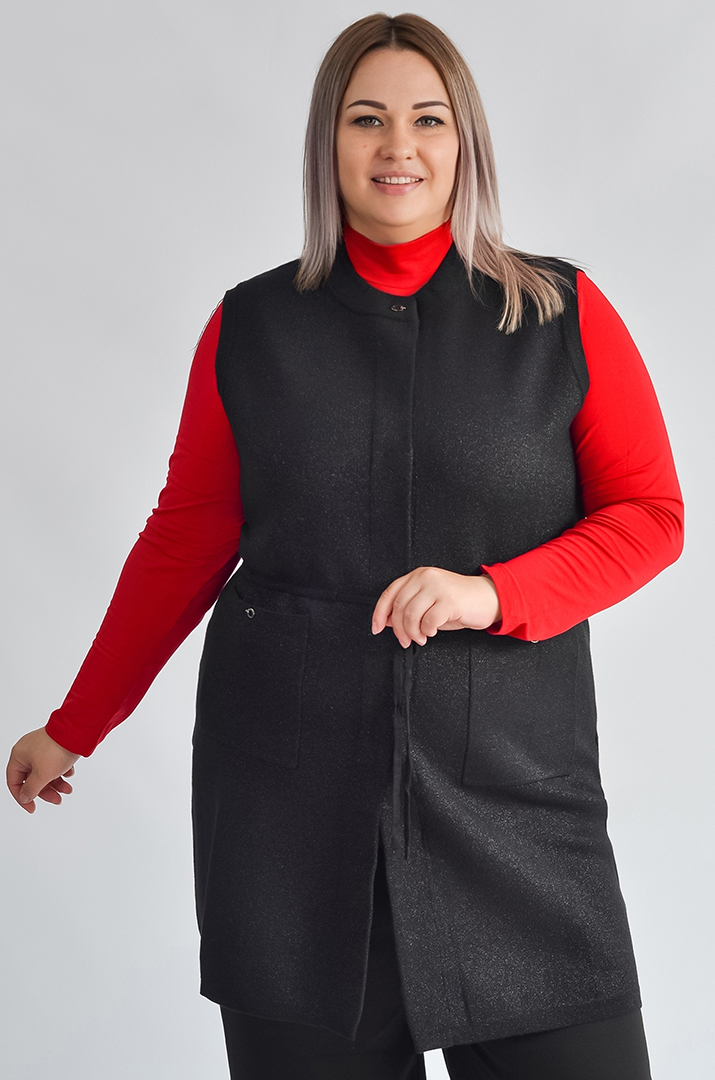 Кардиган без рукавів з люрексовим блиском великих розмірів