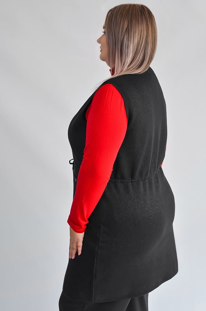 Кардиган без рукавів з люрексовим блиском великих розмірів